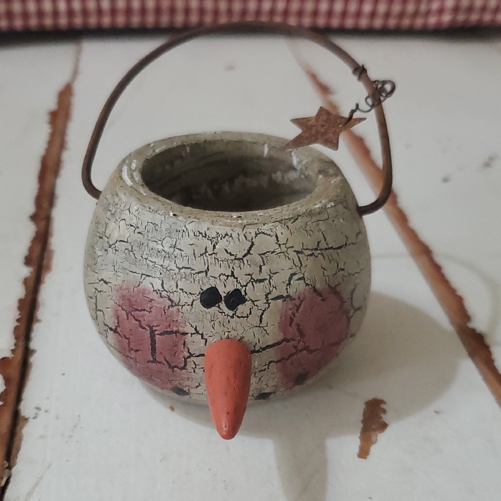 Rustic Snowman Candle Holder